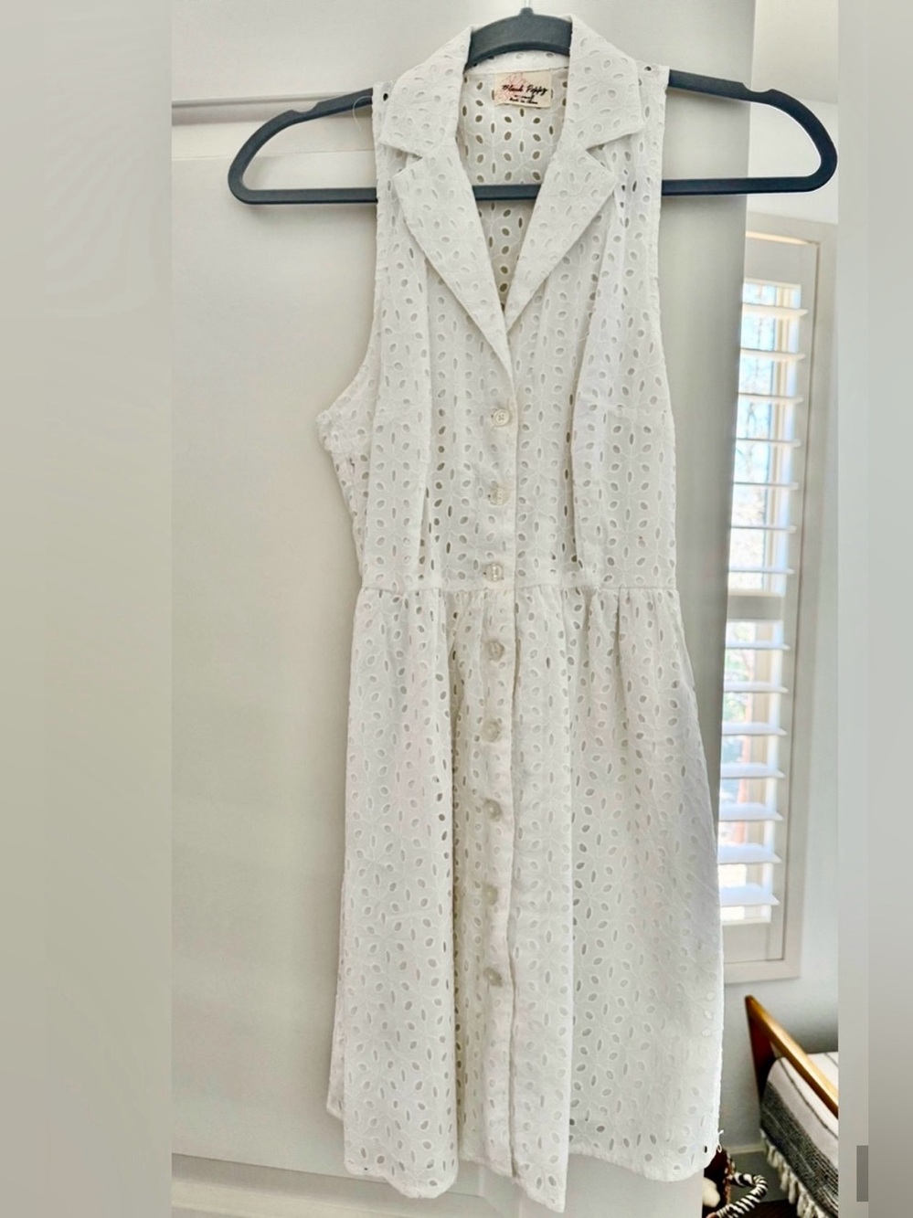 White Eyelet Dress with Collar